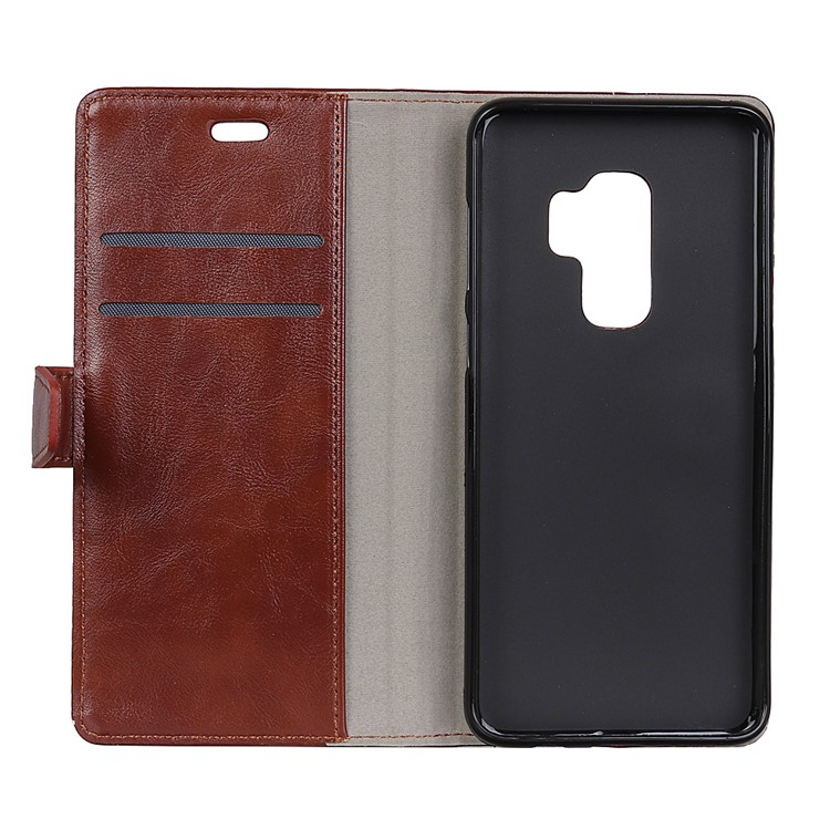Crazy Horse Cell Phone Leather Wallet Case for Samsung Galaxy S9+ G965 - Brown-4