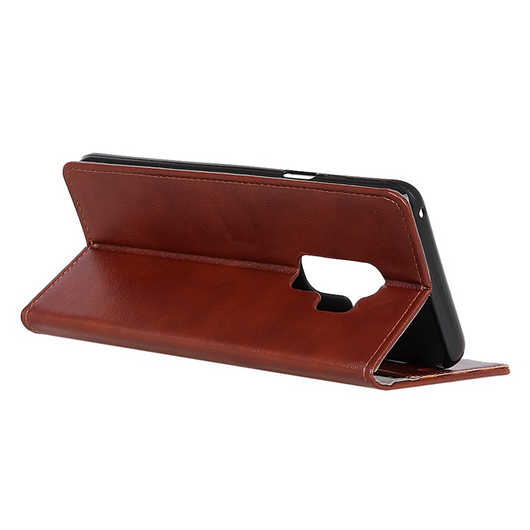 Crazy Horse Cell Phone Leather Wallet Case for Samsung Galaxy S9+ G965 - Brown-5