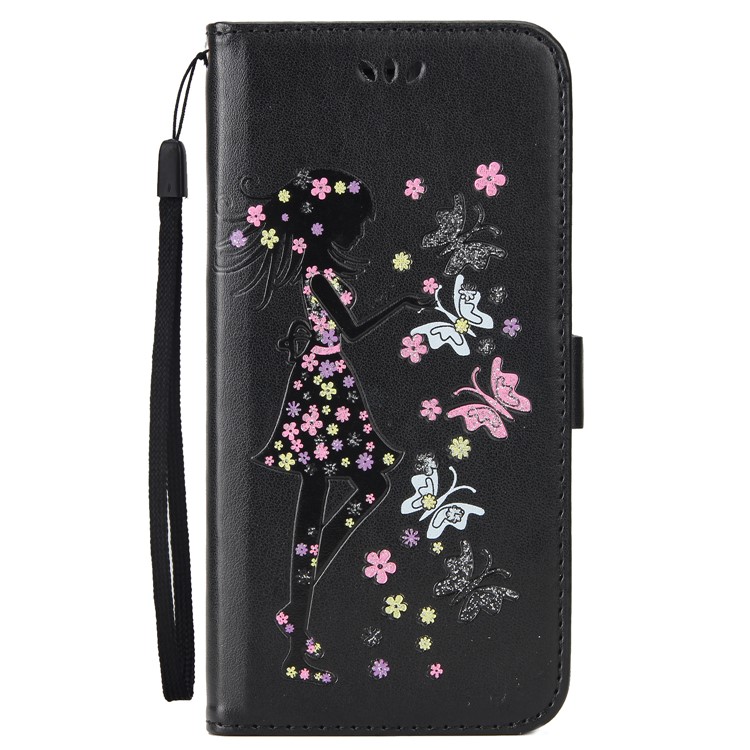 Flash Powder Flower Beauty Pattern Leather Wallet Case for Samsung Galaxy S8 SM-G950 - Black-2