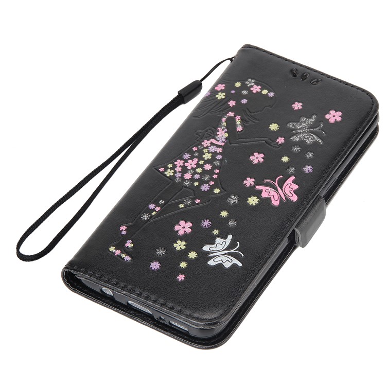 Flash Powder Flower Beauty Pattern Leather Wallet Case for Samsung Galaxy S8 SM-G950 - Black-7