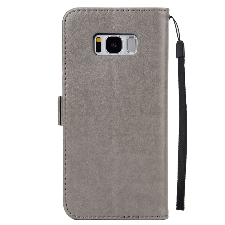Flash Powder Flower Beauty Pattern Leather Wallet Cover for Samsung Galaxy S8 SM-G950 - Grey-3