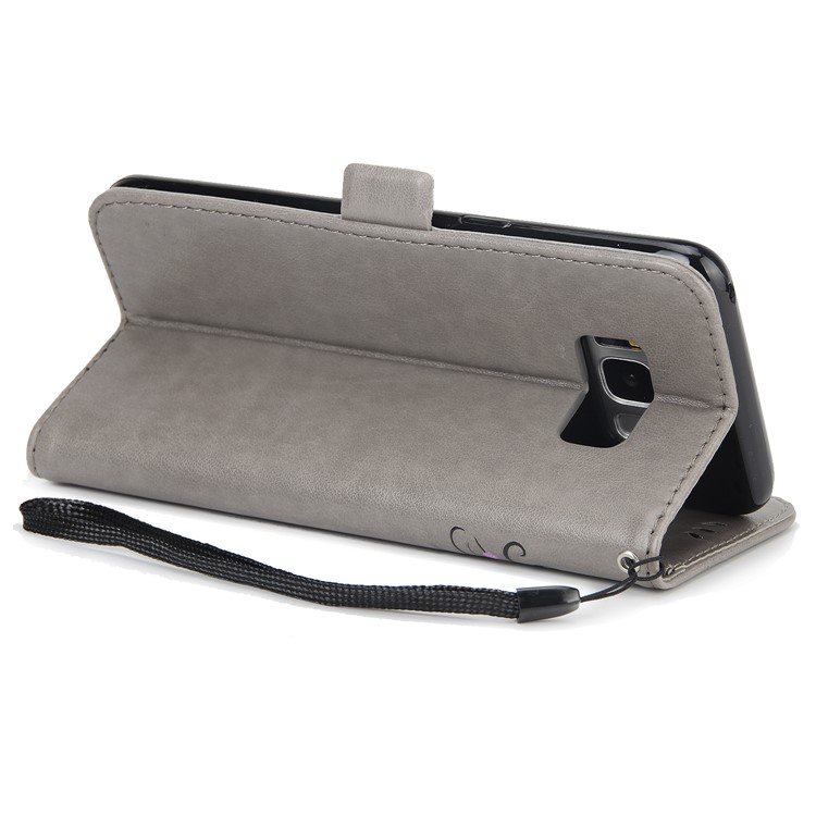 Flash Powder Flower Beauty Pattern Leather Wallet Cover for Samsung Galaxy S8 SM-G950 - Grey-6