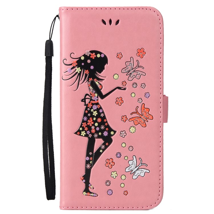 Flash Powder Flower Beauty Pattern Cell Phone Leather Wallet Case for Samsung Galaxy S8 SM-G950 - Pink-2
