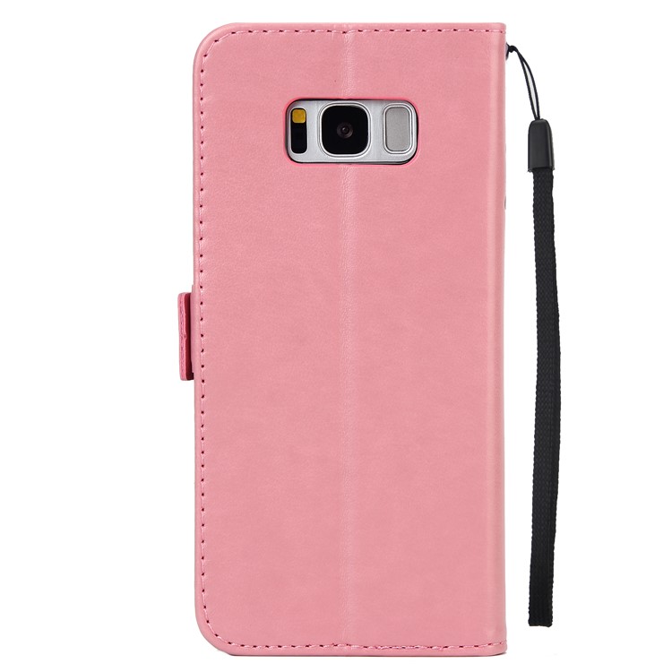 Flash Powder Flower Beauty Pattern Cell Phone Leather Wallet Case for Samsung Galaxy S8 SM-G950 - Pink-3