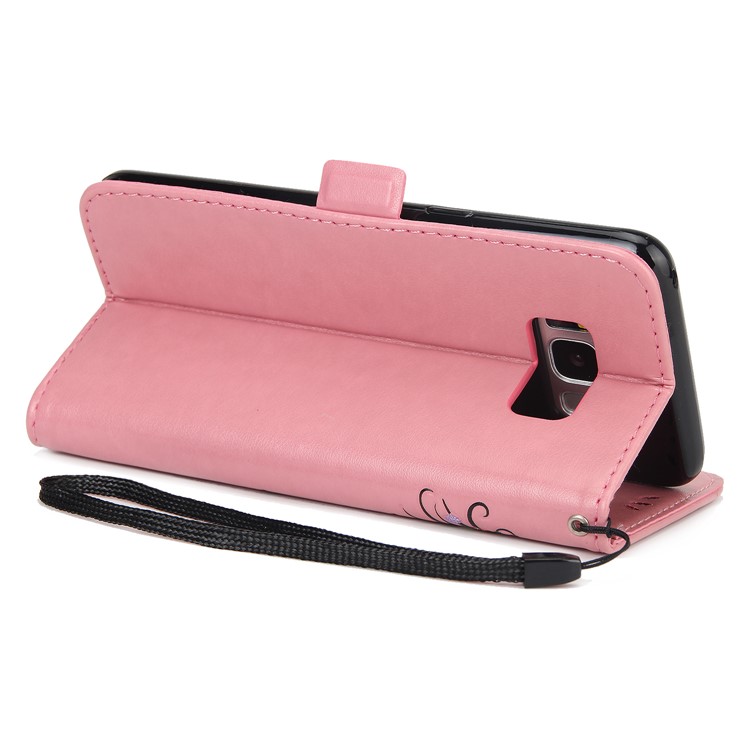 Flash Powder Flower Beauty Pattern Cell Phone Leather Wallet Case for Samsung Galaxy S8 SM-G950 - Pink-6