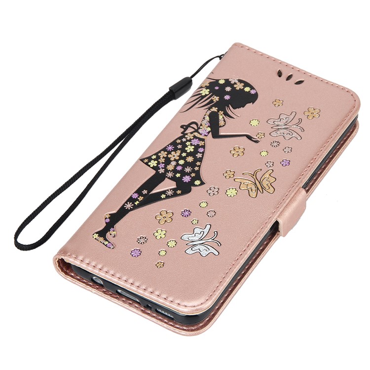 Flash Powder Flower Beauty Pattern Wallet Leather Stand Case for Samsung Galaxy S8 SM-G950 - Rose Gold-7