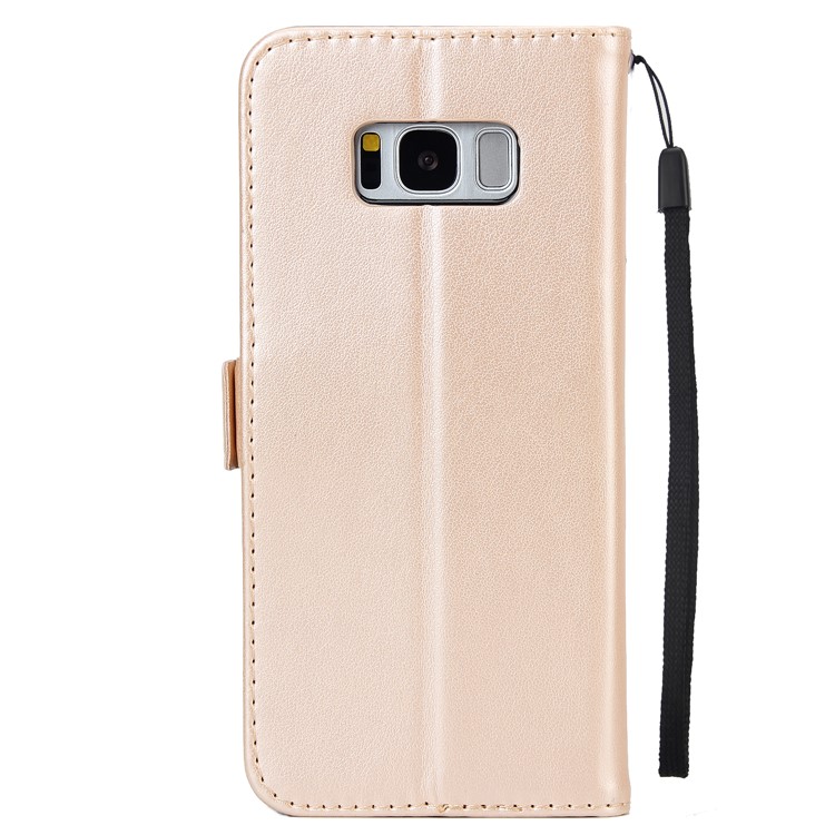 Flash Powder Flower Beauty Pattern Wallet Leather Stand Cover for Samsung Galaxy S8 SM-G950 - Gold-3