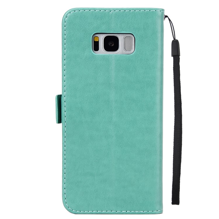 Flash Powder Flower Beauty Pattern Leather Card Holder Case for Samsung Galaxy S8 SM-G950 - Cyan-3
