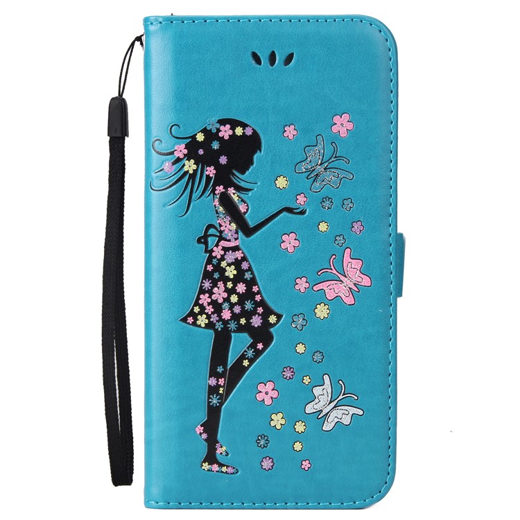 Flash Powder Flower Beauty Pattern Magnetic Leather Wallet Case for Samsung Galaxy S8 SM-G950 - Blue-2