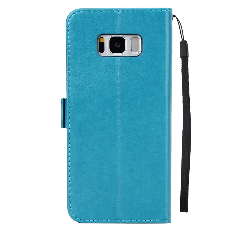 Flash Powder Flower Beauty Pattern Magnetic Leather Wallet Case for Samsung Galaxy S8 SM-G950 - Blue-3