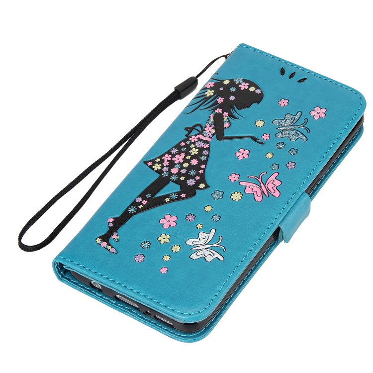 Flash Powder Flower Beauty Pattern Magnetic Leather Wallet Case for Samsung Galaxy S8 SM-G950 - Blue-7