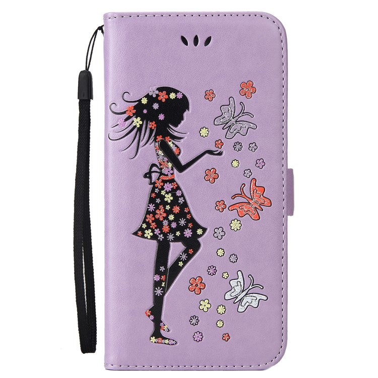 Flash Powder Flower Beauty Pattern Stand Leather Wallet Case for Samsung Galaxy S8 SM-G950 - Purple-2