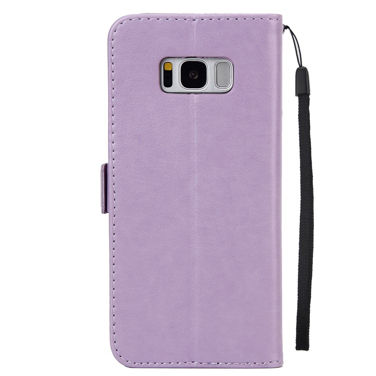 Flash Powder Flower Beauty Pattern Stand Leather Wallet Case for Samsung Galaxy S8 SM-G950 - Purple-3