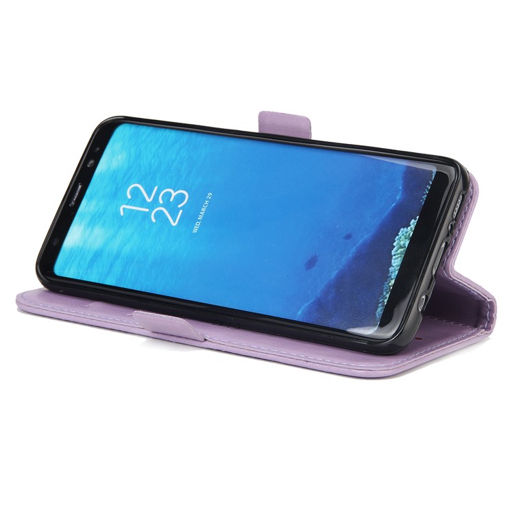 Flash Powder Flower Beauty Pattern Stand Leather Wallet Case for Samsung Galaxy S8 SM-G950 - Purple-5