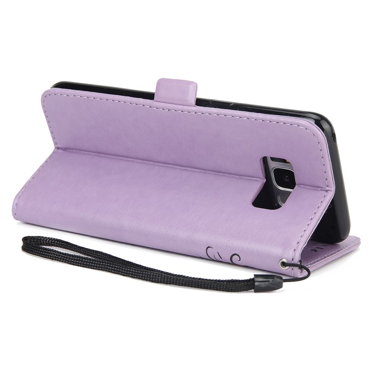 Flash Powder Flower Beauty Pattern Stand Leather Wallet Case for Samsung Galaxy S8 SM-G950 - Purple-6