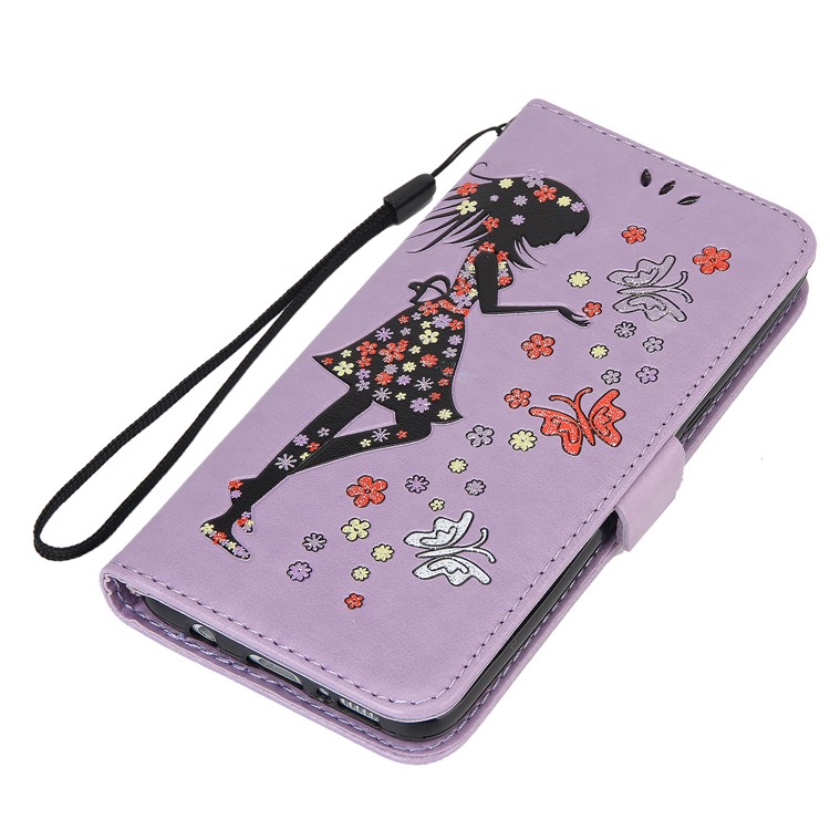 Flash Powder Flower Beauty Pattern Stand Leather Wallet Case for Samsung Galaxy S8 SM-G950 - Purple-7