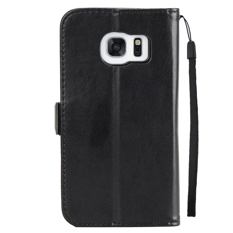 Flash Powder Flower Beauty Pattern Leather Wallet Case for Samsung Galaxy S7 SM-G930 - Black-3