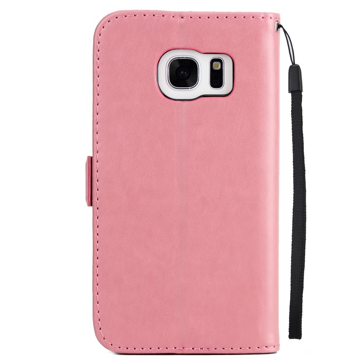 Flash Powder Flower Beauty Pattern Leather Wallet Case Shell for Samsung Galaxy S7 SM-G930 - Pink-3