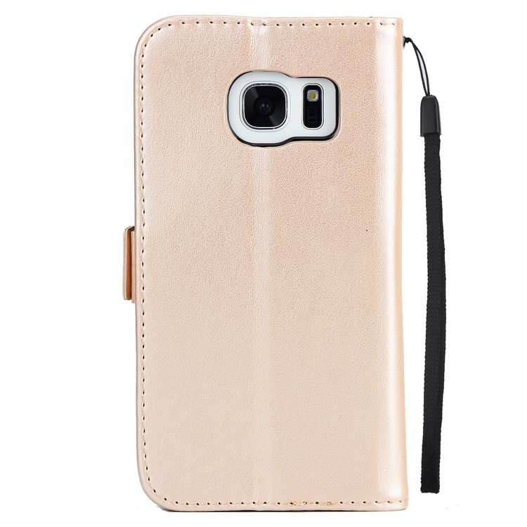 Flash Powder Flower Beauty Pattern Magnetic Leather Wallet Case for Samsung Galaxy S7 SM-G930 - Gold-3