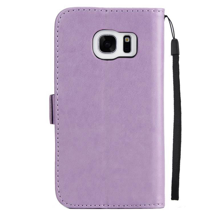 Flash Powder Flower Beauty Pattern Stand Leather Wallet Case for Samsung Galaxy S7 SM-G930 - Purple-3