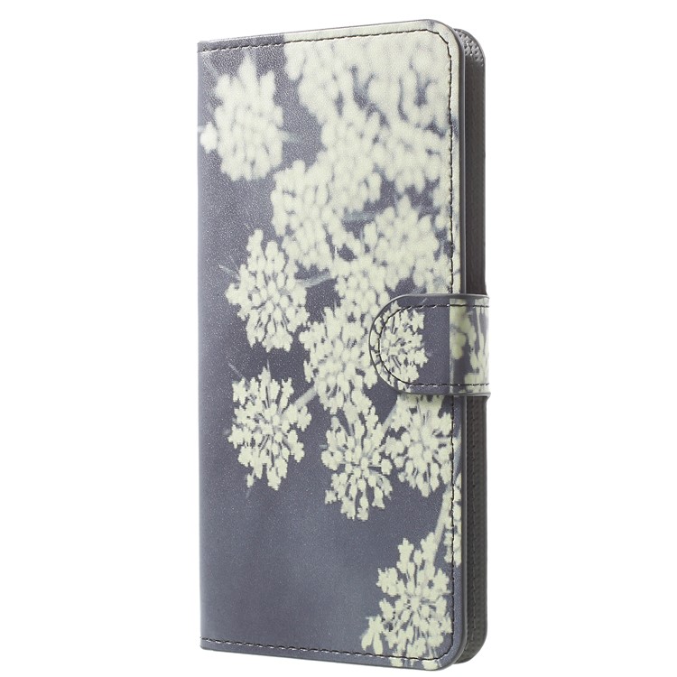 Pattern Printing Leather Wallet Stand Case for Samsung Galaxy A8 Plus (2018) - Blooming Flower-3