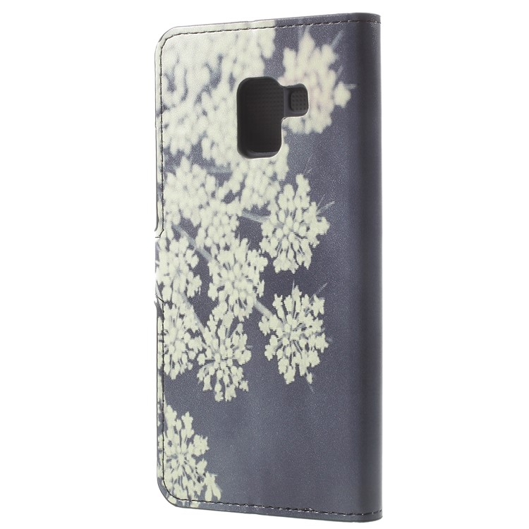 Pattern Printing Leather Wallet Stand Case for Samsung Galaxy A8 Plus (2018) - Blooming Flower-4