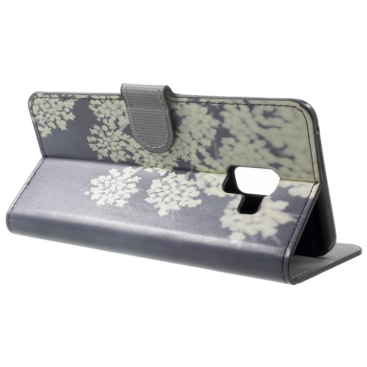 Pattern Printing Leather Wallet Stand Case for Samsung Galaxy A8 Plus (2018) - Blooming Flower-5