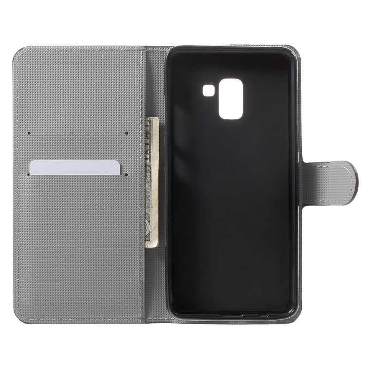 Pattern Printing Leather Wallet Stand Case for Samsung Galaxy A8 Plus (2018) - Blooming Flower-6