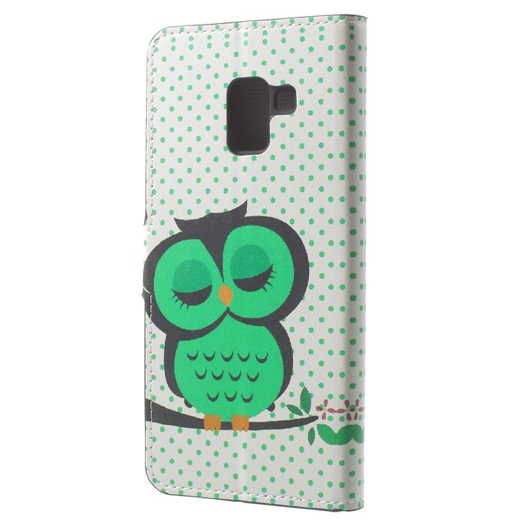 Pattern Printing Leather Wallet Stand Shell for Samsung Galaxy A8 Plus (2018) - Sleeping Owl-3