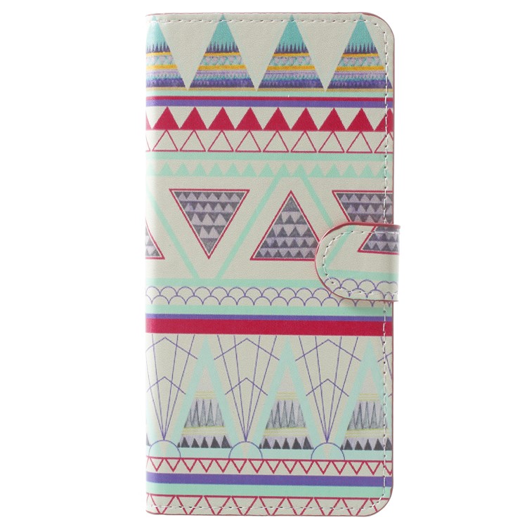 Pattern Printing Leather Wallet Phone Cover with Stand for Samsung Galaxy A8 Plus (2018) - Tribal Triangle-1