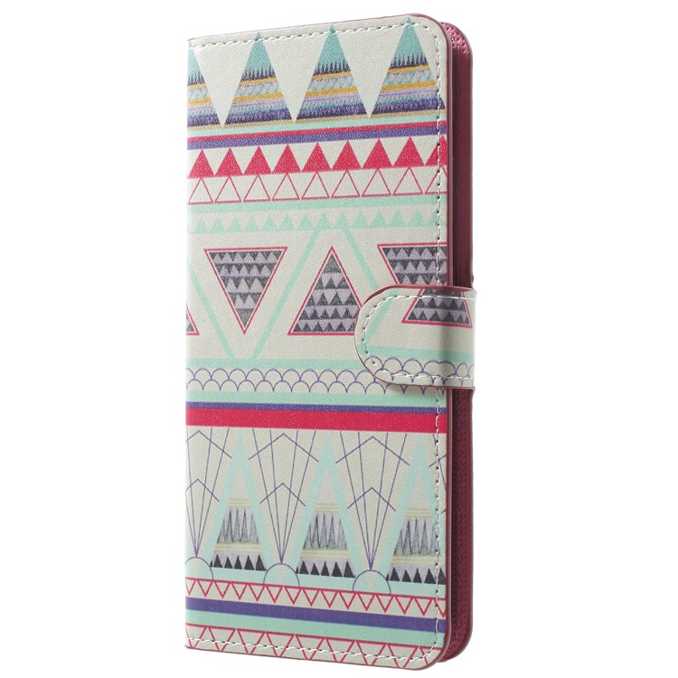 Pattern Printing Leather Wallet Phone Cover with Stand for Samsung Galaxy A8 Plus (2018) - Tribal Triangle-2