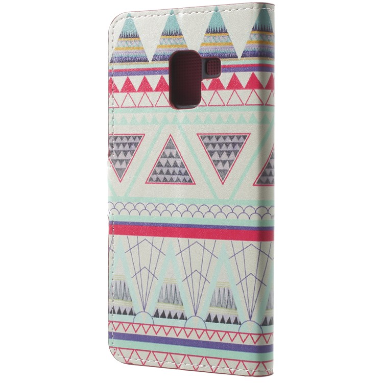 Pattern Printing Leather Wallet Phone Cover with Stand for Samsung Galaxy A8 Plus (2018) - Tribal Triangle-3