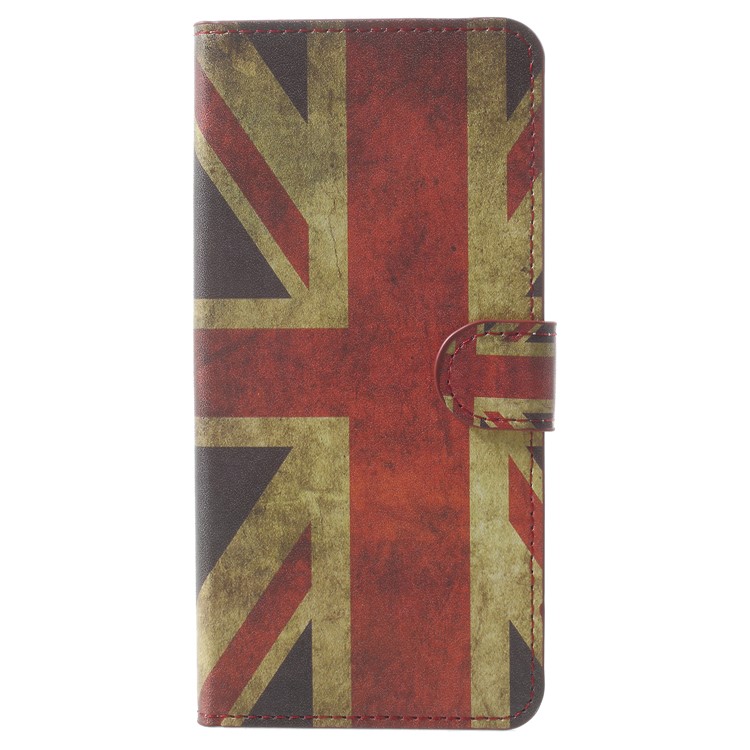 Pattern Printing Leather Wallet Phone Shell with Stand for Samsung Galaxy A8 Plus (2018) - Retro UK Flag-1
