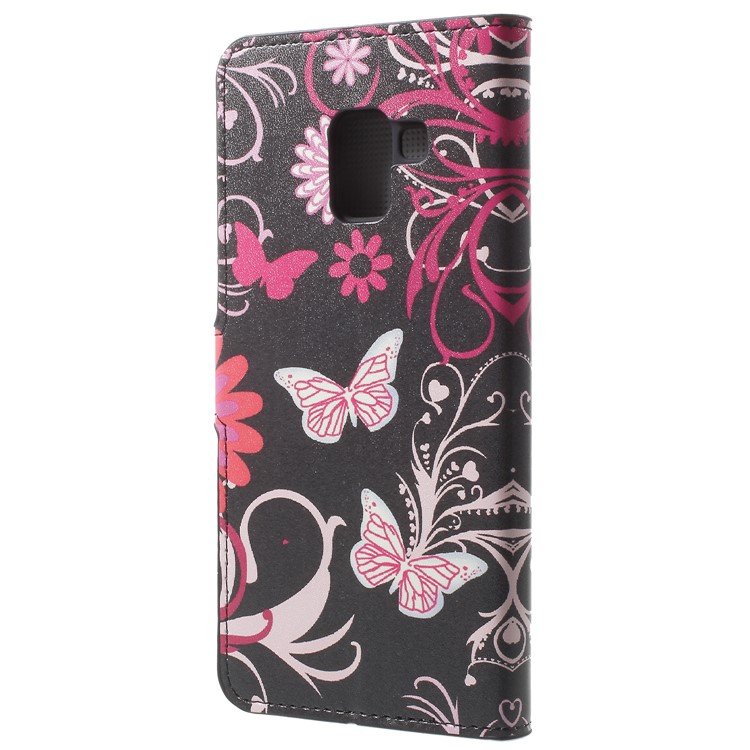 Pattern Printing Leather Mobile Cover with Card Slots for Samsung Galaxy A8 Plus (2018) - Butterfly and Flower-3