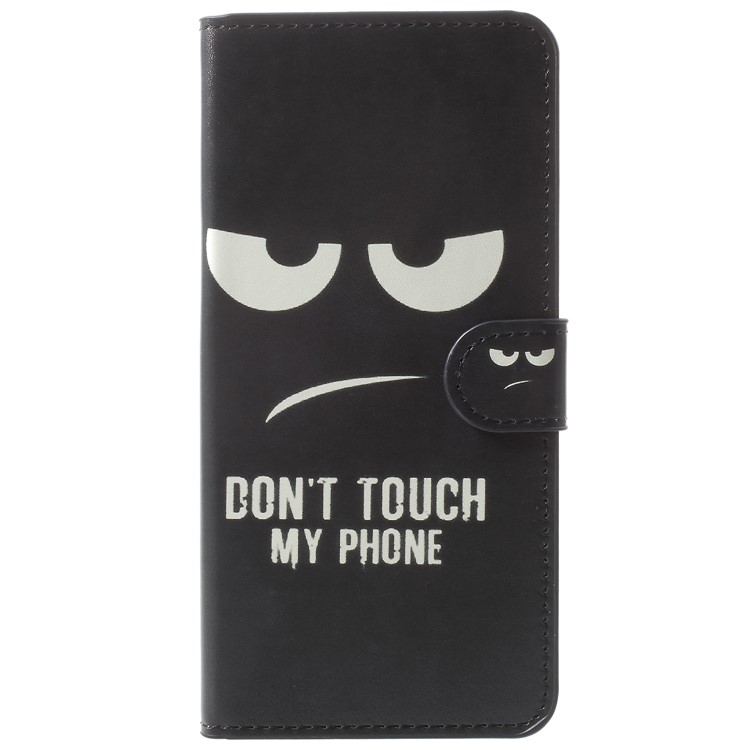 Pattern Printing Leather Mobile Shell with Card Slots for Samsung Galaxy A8 Plus (2018) - Do Not Touch My Phone-1