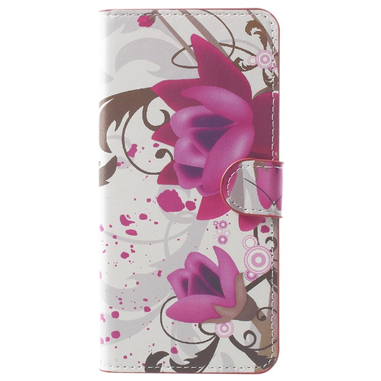 Pattern Printing Leather Protective Wallet Cell Phone Shell for Samsung Galaxy A8 Plus (2018) - Kapok Flower-1