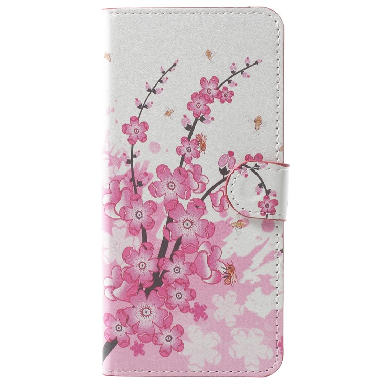 Pattern Printing PU Leather Mobile Cover Shell with Stand for Samsung Galaxy A8 Plus (2018) - Wintersweet Flower-1