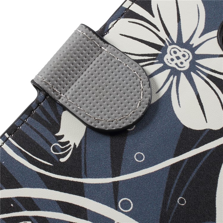 Water Transfer Printing Leather Wallet Stand Case for Samsung Galaxy J2 Pro 2018 - White Flower-10
