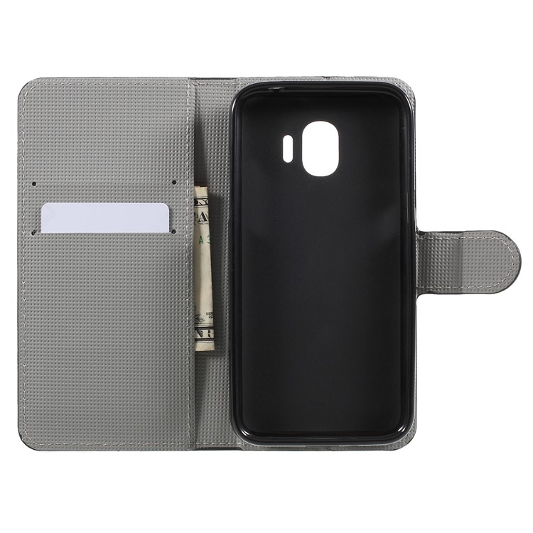 Water Transfer Printing Leather Wallet Stand Case for Samsung Galaxy J2 Pro 2018 - White Flower-6