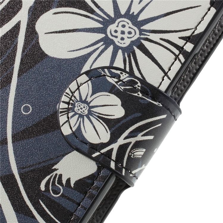 Water Transfer Printing Leather Wallet Stand Case for Samsung Galaxy J2 Pro 2018 - White Flower-9