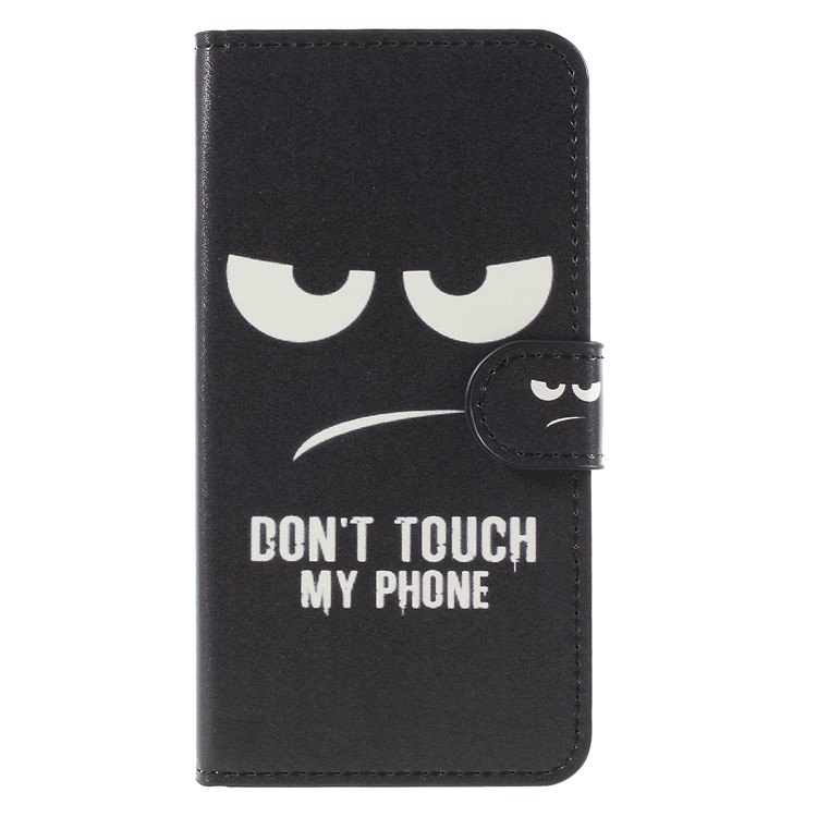 Water Transfer Printing Leather Wallet Stand Cover for Samsung Galaxy J2 Pro 2018 - Do Not Touch My Phone-1