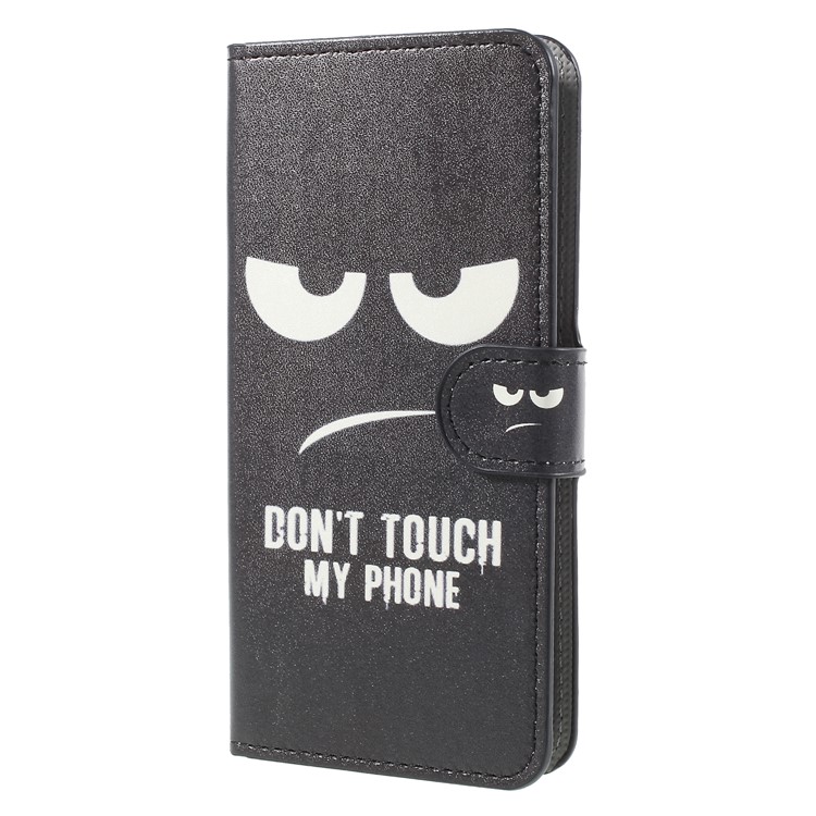 Water Transfer Printing Leather Wallet Stand Cover for Samsung Galaxy J2 Pro 2018 - Do Not Touch My Phone-3