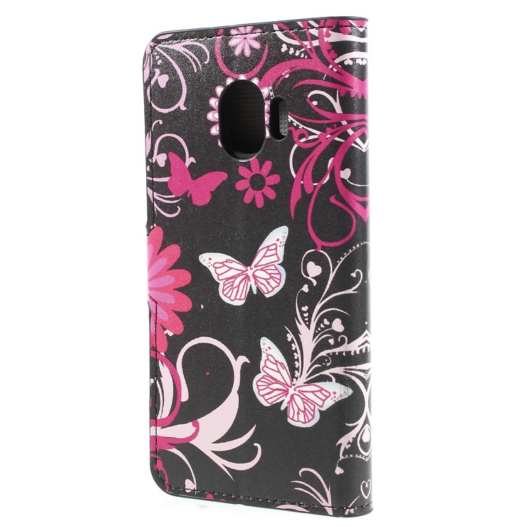 Water Transfer Printing Leather Wallet Stand Shell for Samsung Galaxy J2 Pro 2018 - Butterfly and Flower-2