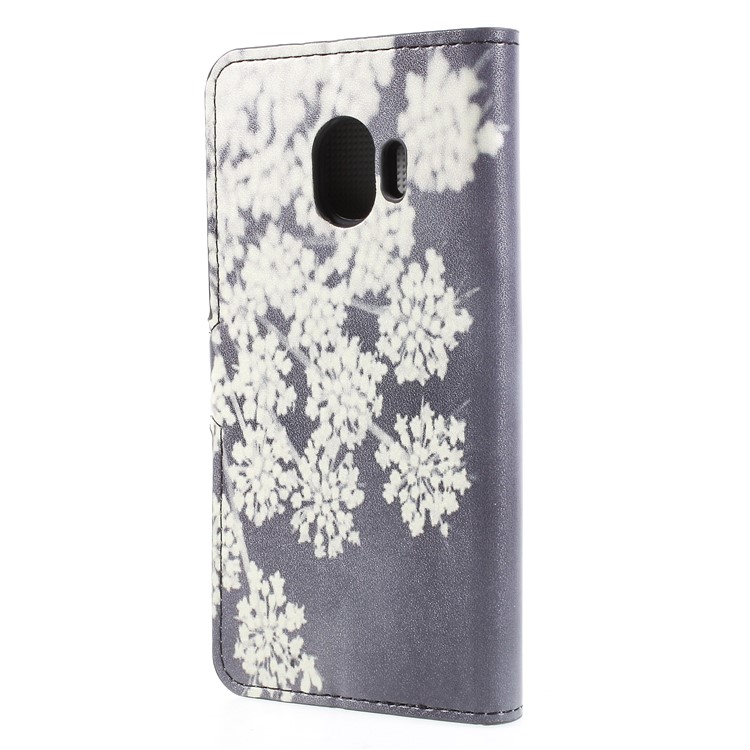 Water Transfer Printing Leather Wallet Phone Cover for Samsung Galaxy J2 Pro 2018 - Blooming Flower-2