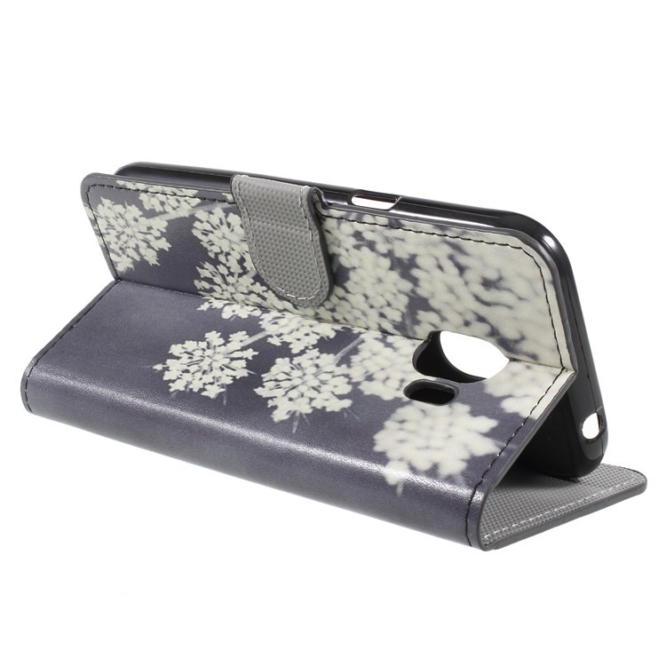 Water Transfer Printing Leather Wallet Phone Cover for Samsung Galaxy J2 Pro 2018 - Blooming Flower-5