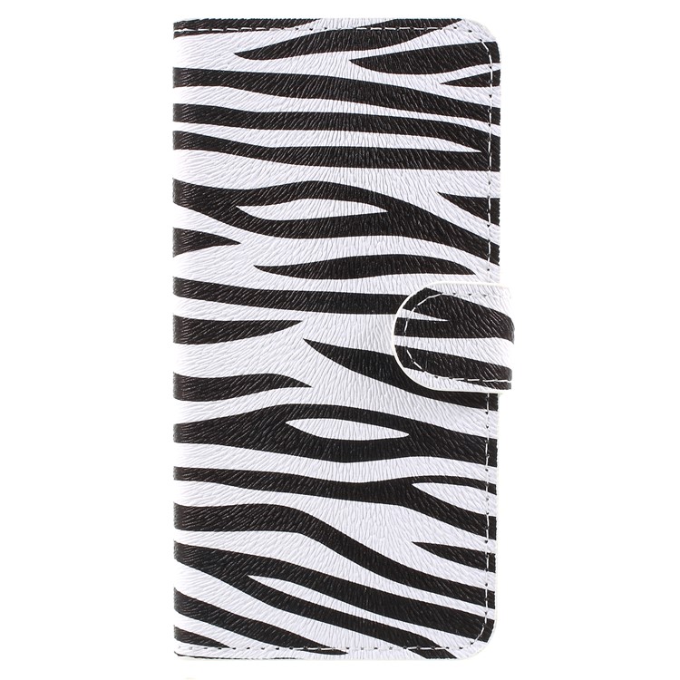 Water Transfer Printing Leather Wallet Mobile Cover for Samsung Galaxy J2 Pro 2018 - Zebra Stripe-1
