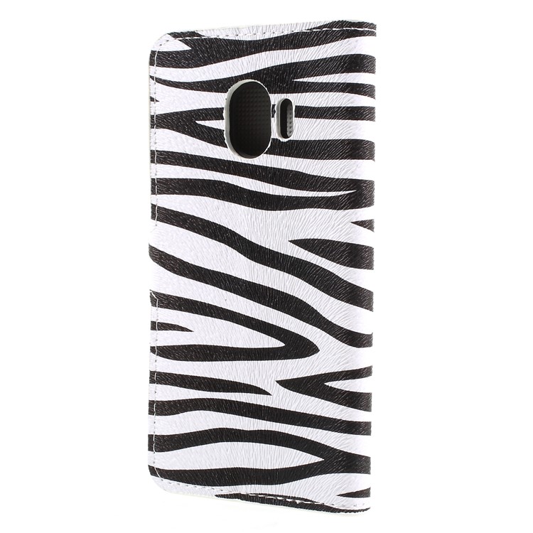 Water Transfer Printing Leather Wallet Mobile Cover for Samsung Galaxy J2 Pro 2018 - Zebra Stripe-2