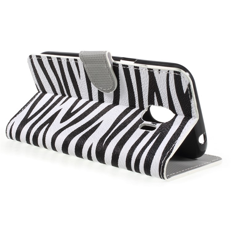 Water Transfer Printing Leather Wallet Mobile Cover for Samsung Galaxy J2 Pro 2018 - Zebra Stripe-5