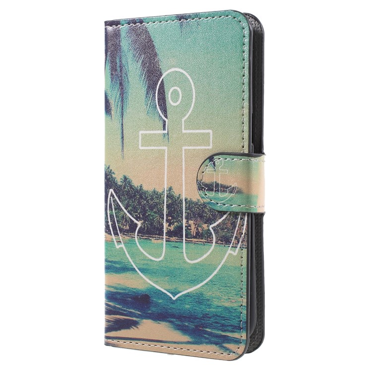 Water Transfer Printing Leather Wallet Mobile Shell for Samsung Galaxy J2 Pro 2018 - Anchor and Sea-3