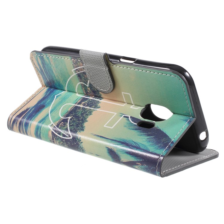 Water Transfer Printing Leather Wallet Mobile Shell for Samsung Galaxy J2 Pro 2018 - Anchor and Sea-5